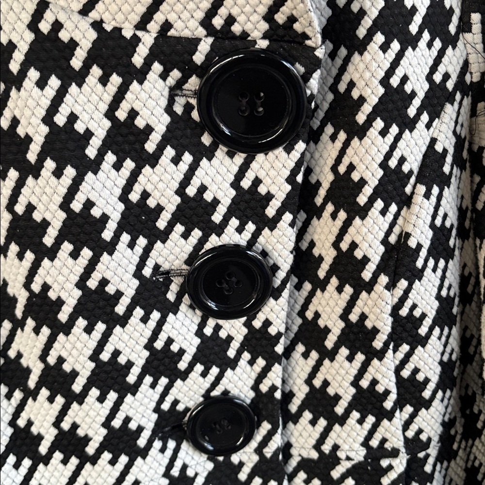 EUC Ali Miles Houndstooth A-Line Jacket Top Black White Petite Small - Picture 6 of 8